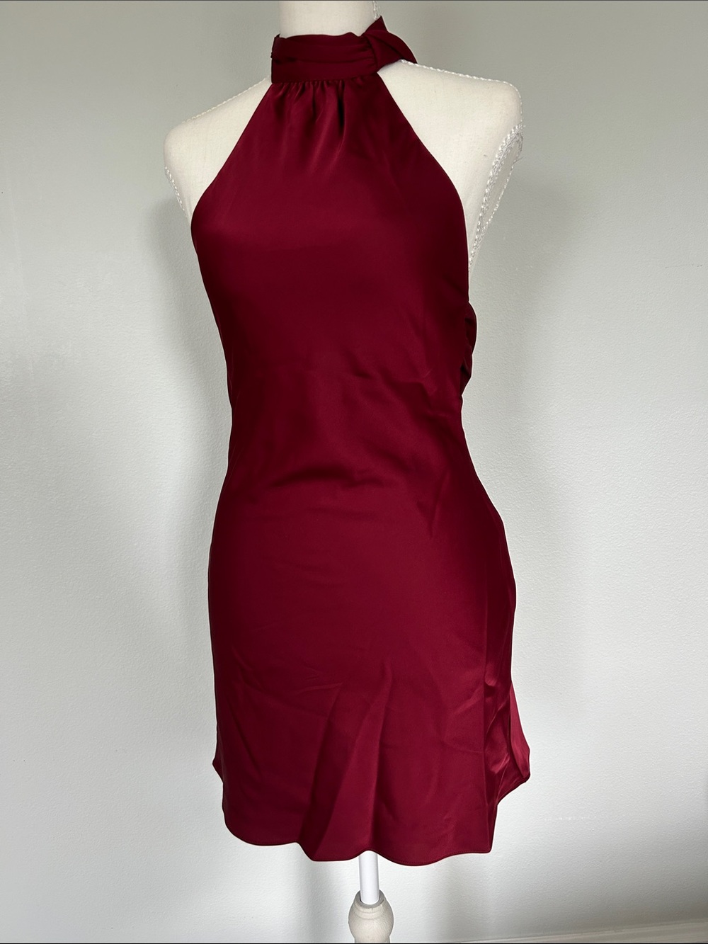 Peppermayo Burgundy Halter Neck Mini Dress
